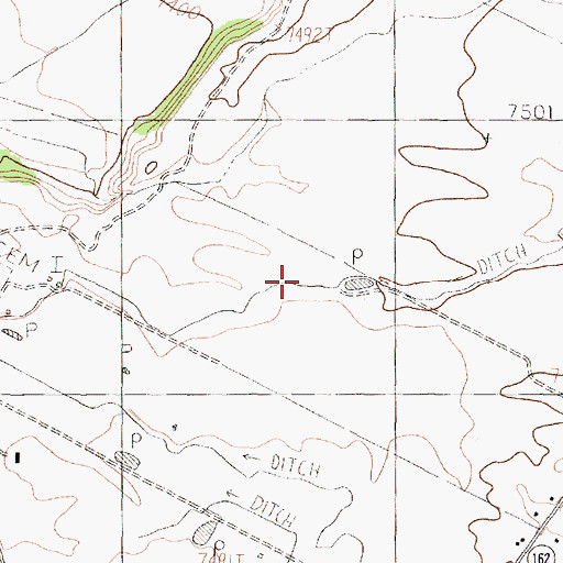 Topographic Map of La Cruz Ditch, NM