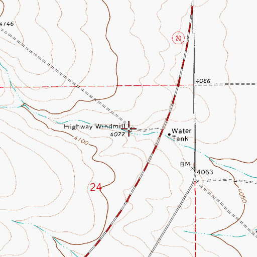 Topographic Map of Highway Windmill, NM
