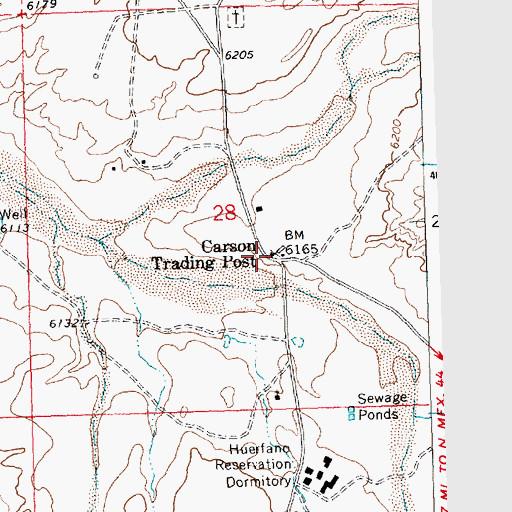 Topographic Map of Carson Trading Post, NM