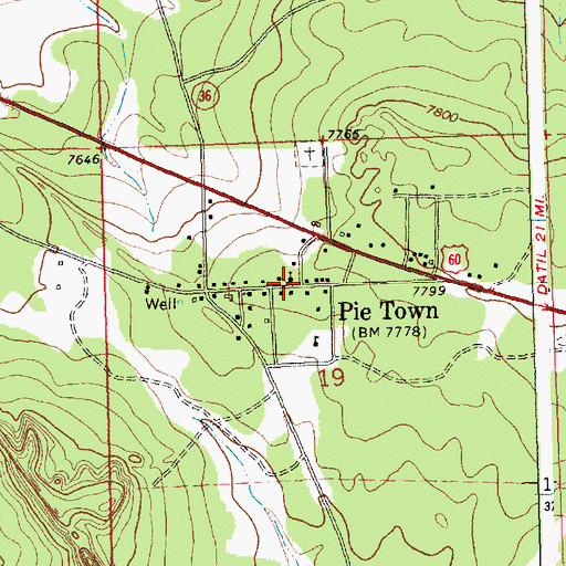 Topographic Map of Pie Town, NM