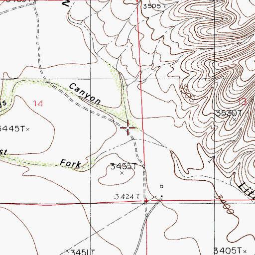 Topographic Map of West Fork Little McKittrick Draw, NM