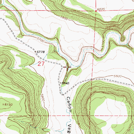 Topographic Map of Caon Vegocito, NM