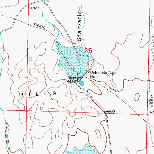 Topographic Map of Detention Dam Number 2, NM