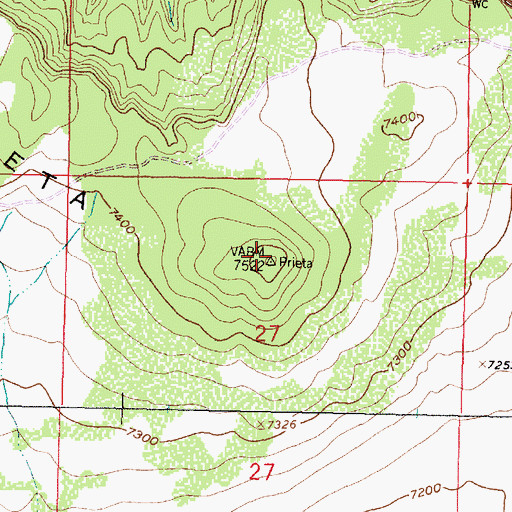 Topographic Map of Mesa Prieta, NM