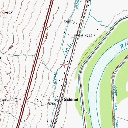 Topographic Map of Sabinal Lateral Number 1, NM