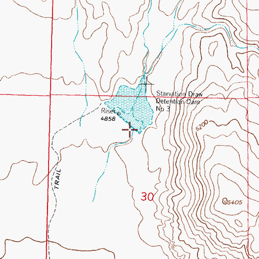 Topographic Map of Starvation Draw Detention Dam Number 3, NM
