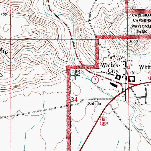 Topographic Map of Bat Cave Draw, NM