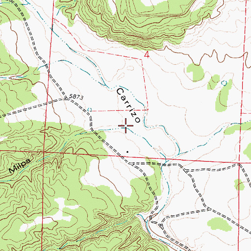 Topographic Map of Caoncito de Milpa, NM