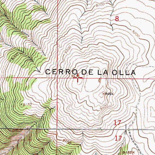 Topographic Map of Cerro de la Olla, NM