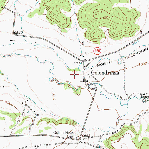 Topographic Map of Golondrinas, NM