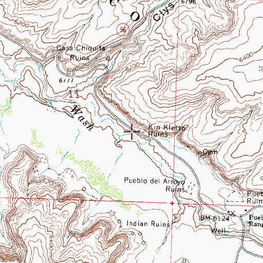 Topographic Map of Kin Kletso (historical), NM