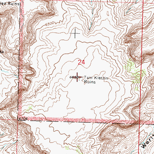 Topographic Map of Tsin Kletzin (historical), NM