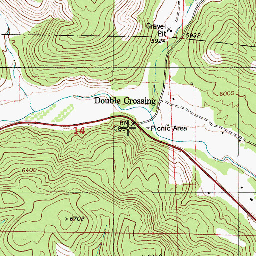Topographic Map of Double Crossing, NM