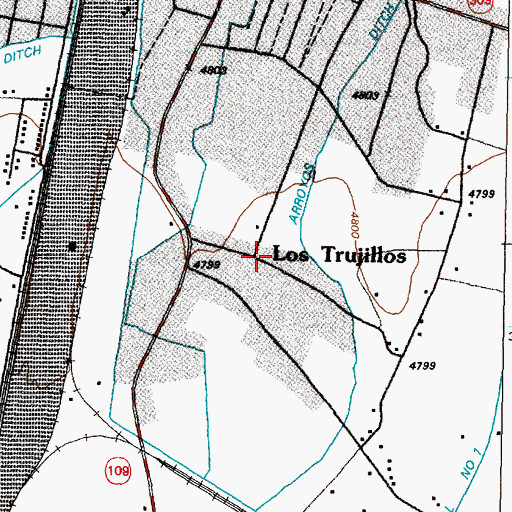 Topographic Map of Los Trujillos, NM