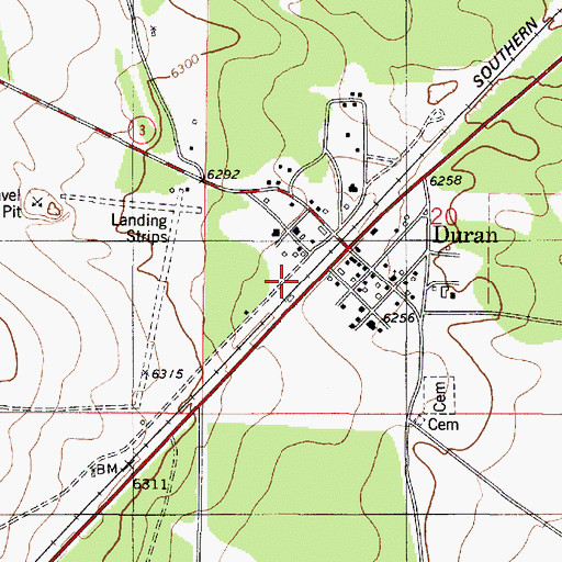 Topographic Map of Duran, NM
