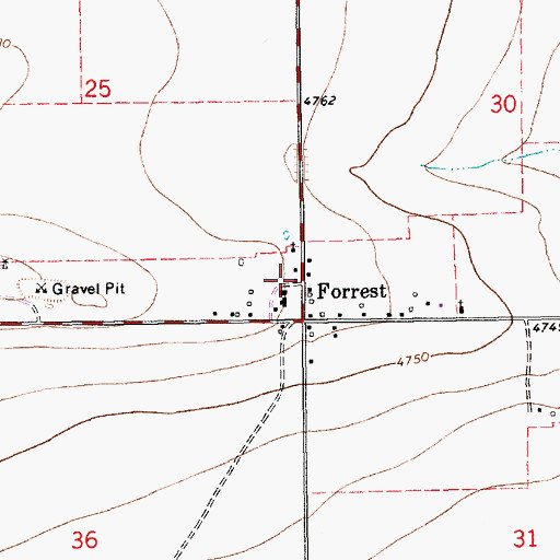 Topographic Map of Forrest, NM