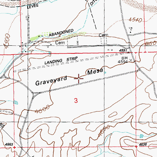 Topographic Map of Graveyard Mesa, NM