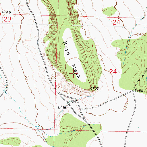 Topographic Map of Koya Mesa, NM