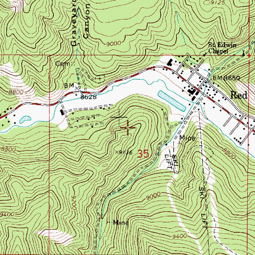 Topographic Map of Red River Ski Area, NM