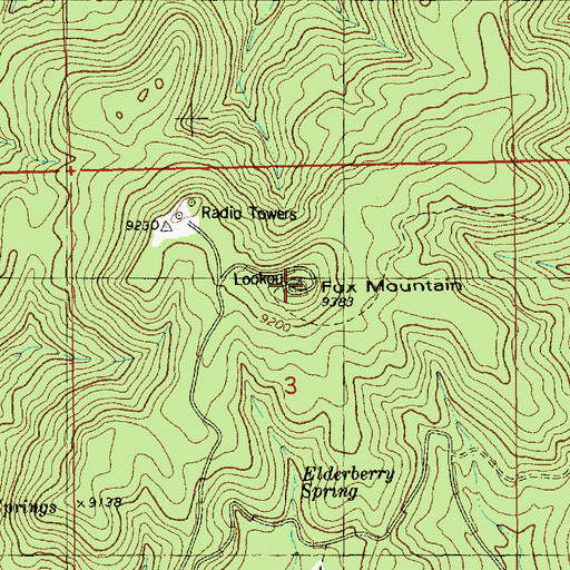Topographic Map of Fox Mountain Lookout, NM
