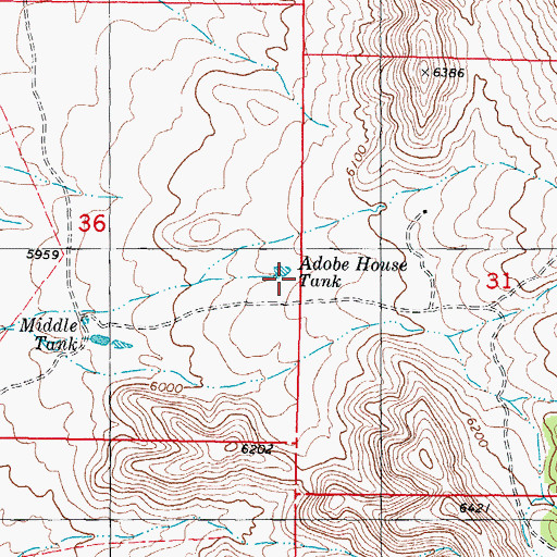 Topographic Map of Adobe House Tank, NM