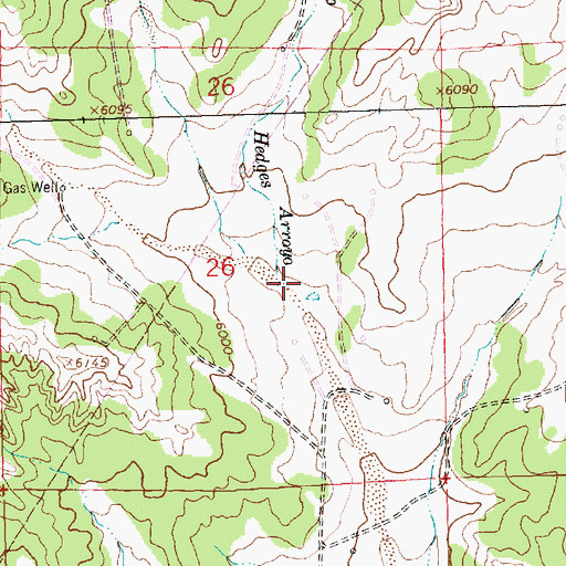 Topographic Map of Hedges Arroyo, NM