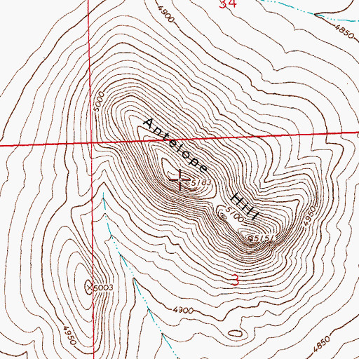 Topographic Map of Antelope Hill, NM