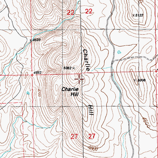 Topographic Map of Charlie Hill, NM