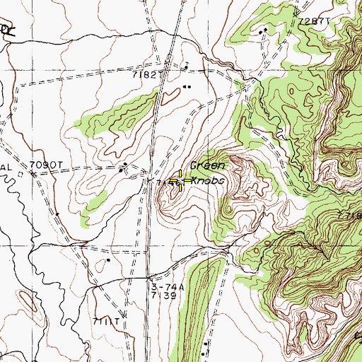 Topographic Map of Green Knobs, NM