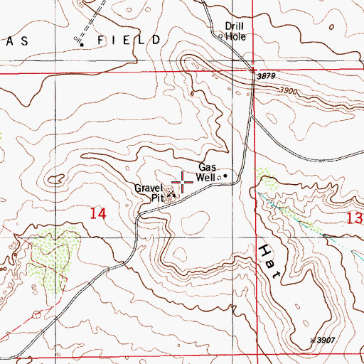Topographic Map of Hat Mesa, NM