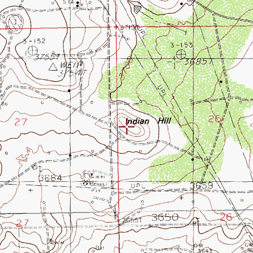 Topographic Map of Indian Hill, NM
