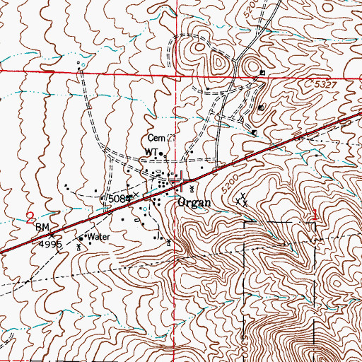Topographic Map of Organ, NM
