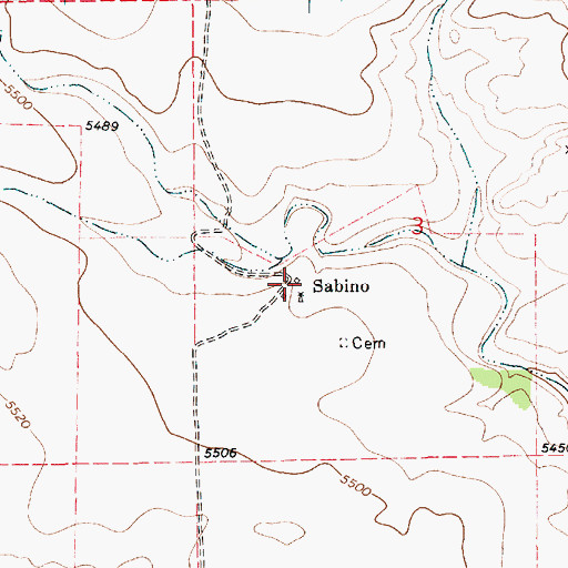 Topographic Map of Sabino, NM