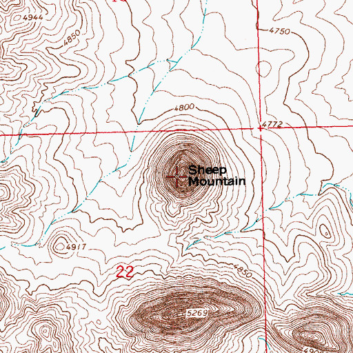 Topographic Map of Sheep Mountain, NM