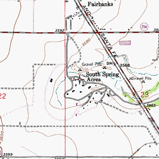 Topographic Map of South Spring Acres, NM