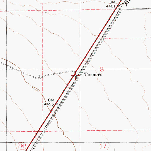 Topographic Map of Tornero, NM