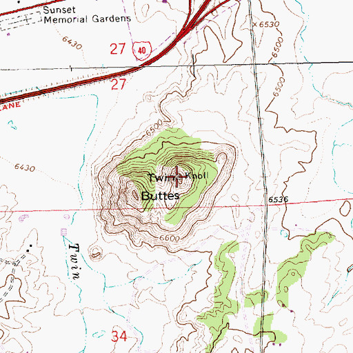 Topographic Map of Twin Knoll Buttes, NM