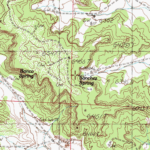 Topographic Map of Sanchez Spring, NM