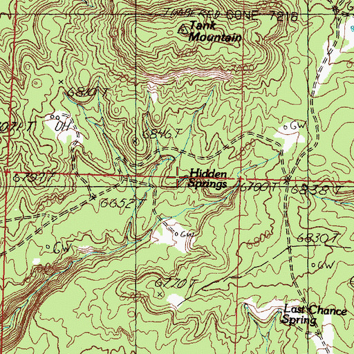 Topographic Map of Hidden Springs, NM