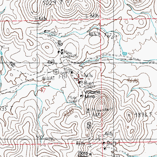 Topographic Map of Volcano Mine, NM