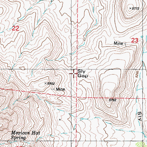 Topographic Map of Sly Gap, NM