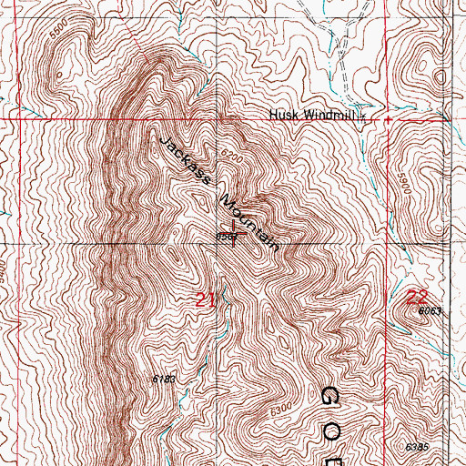 Topographic Map of Jackass Mountain, NM
