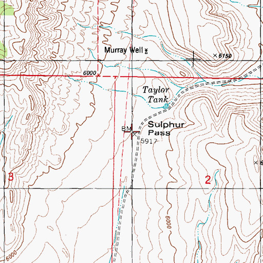 Topographic Map of Sulphur Pass, NM