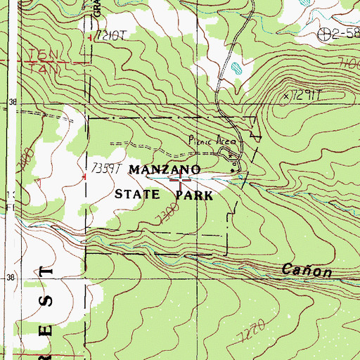 Topographic Map of Manzano State Park, NM