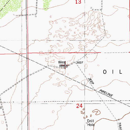 Topographic Map of West Well, NM