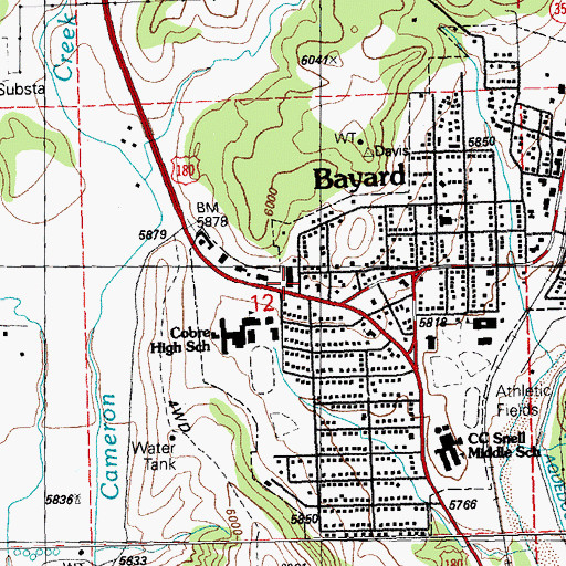 Topographic Map of Bayard Shopping Center, NM