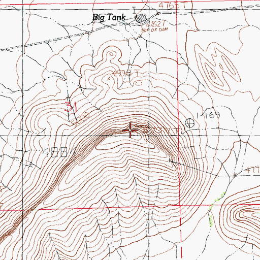 Topographic Map of U Bar Ridge, NM