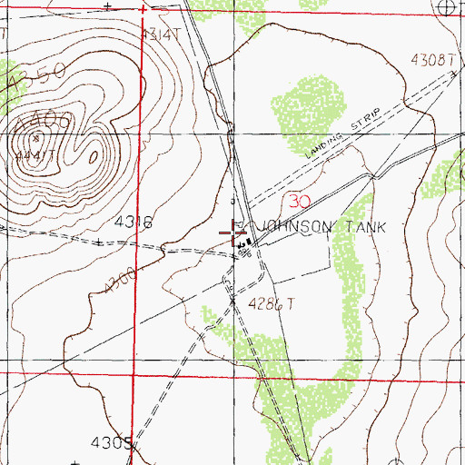 Topographic Map of Strauss Ranch Headquarters, NM