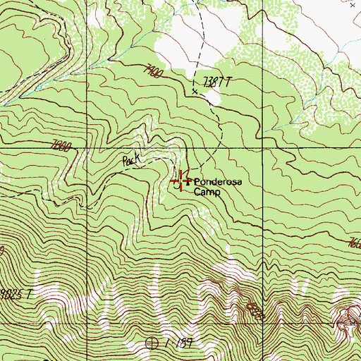 Topographic Map of Ponderosa Camp, NM