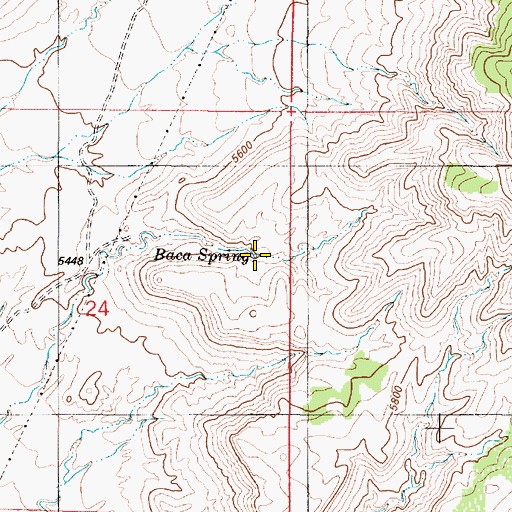 Topographic Map of Baca Spring, NM